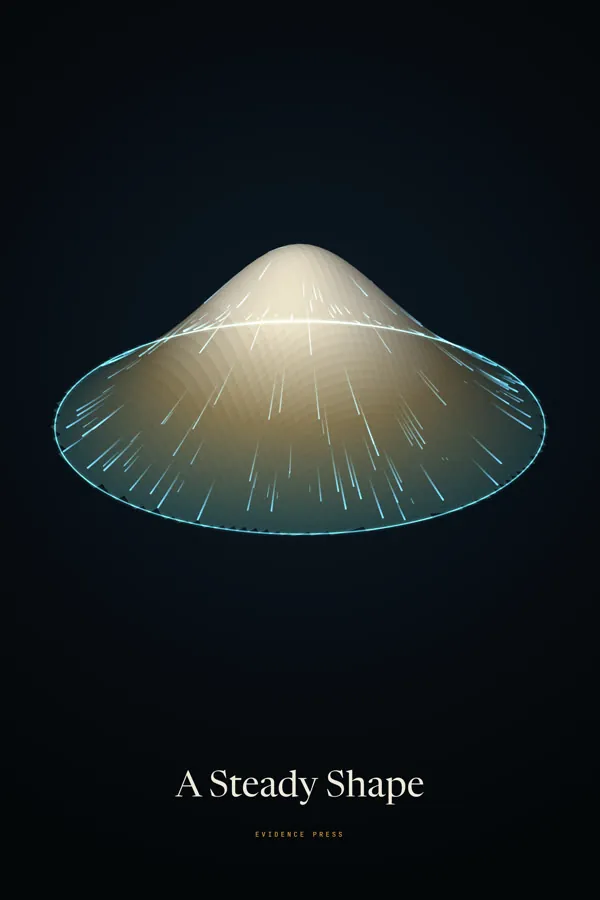 A Steady Shape poster: a pale mountain dome rising from a teal base
