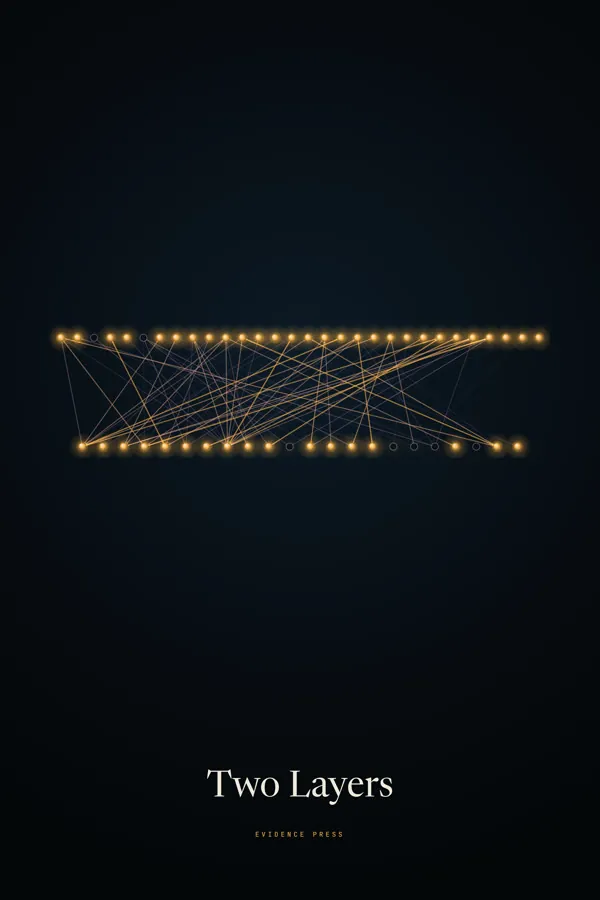 Two Layers poster: two rows of gold nodes joined by crossing connections
