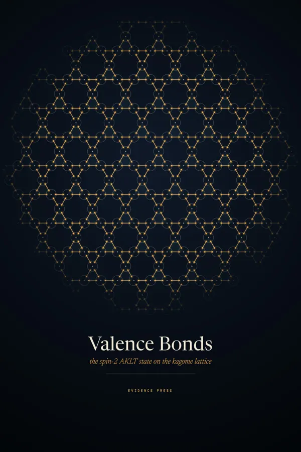 Valence Bonds poster: a hexagonal mosaic of linked gold triangles